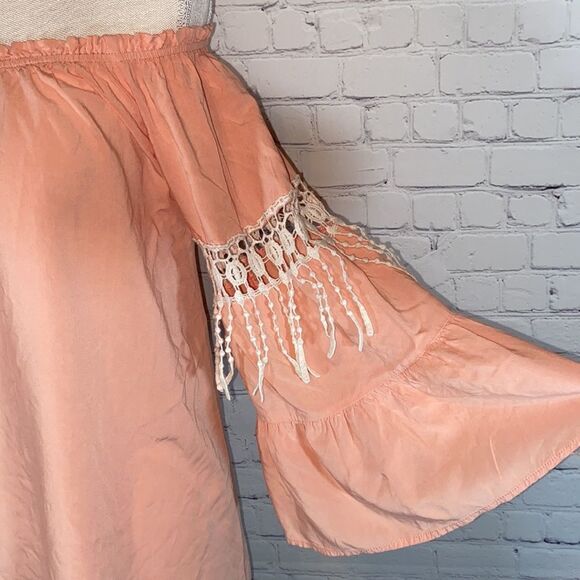 Umgee Boho Peach Off-Shoulder Tunic - Picture 3 of 7